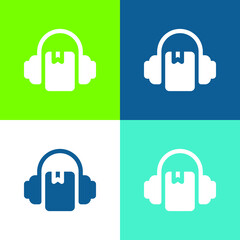 Audiobook Flat four color minimal icon set