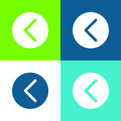 Arrow Pointing Left Inside A Circle Flat four color minimal icon set