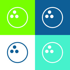 Bowling Ball Flat four color minimal icon set