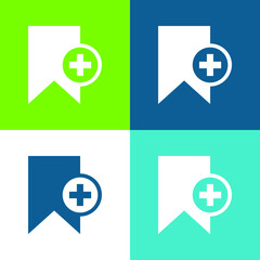 Bookmark Service Add Button Flat four color minimal icon set