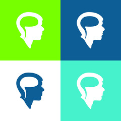 Brain On Head Flat four color minimal icon set