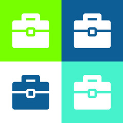 Briefcase Flat four color minimal icon set