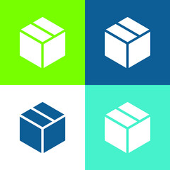 Box Flat four color minimal icon set