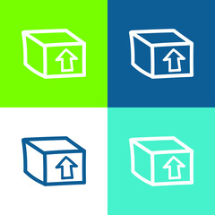 Obraz premium Box Package With An Up Arrow Hand Drawn Symbol Flat four color minimal icon set