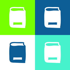 Book Flat four color minimal icon set