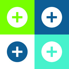 Obraz premium Add Flat four color minimal icon set