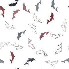 Dark Blue, Red vector seamless background with dolphins.