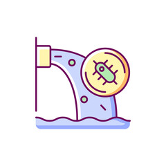 Water pollution RGB color icon. Isolated vector illustration. Water resources contamination. Toxic chemicals, microorganisms presence in groundwater. Health-related issues simple filled line drawing