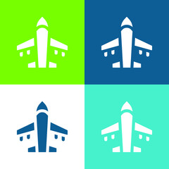 Obraz premium Airplane Flat four color minimal icon set