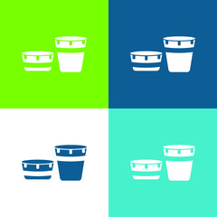 African Drum Set With Design Flat four color minimal icon set