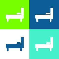 Bed Side View Flat four color minimal icon set