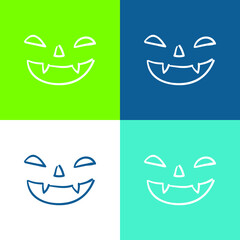 Bad Halloween Face Of Mouth Nose And Eyes Outlines Flat four color minimal icon set