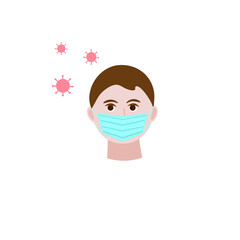 Protective Face Mask Illustrations. A man with medical mask.