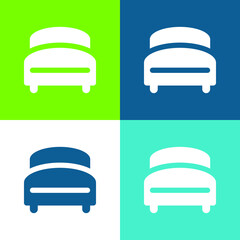 Bed Flat four color minimal icon set