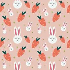 seamless rabbit and carrot kids wallpaper background .