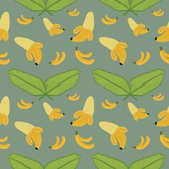 seamless banana wallpaper and banana leaves background .