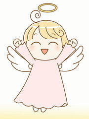 喜ぶ天使　グラデーション　ピンク色