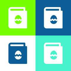 Book Flat four color minimal icon set