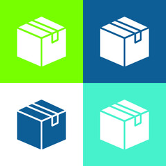 Box Flat four color minimal icon set