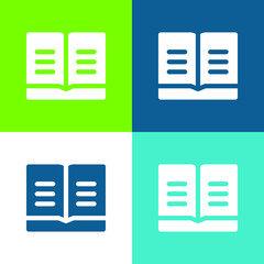Book Flat four color minimal icon set