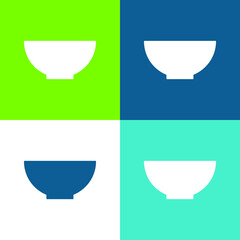 Bowl Flat four color minimal icon set