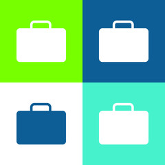 Black Briefcase Flat four color minimal icon set