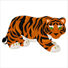 Greeting card Happy Chinese New Year 2022 Little tiger for poster, banner, brochure, calendar, cartoon isolated background. Symbol of the year