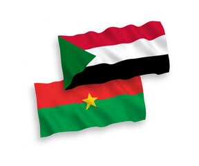 Flags of Burkina Faso and Sudan on a white background