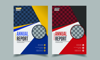 Annual report template design with color variation 