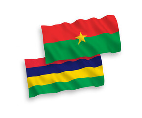 Flags of Burkina Faso and Republic of Mauritius on a white background