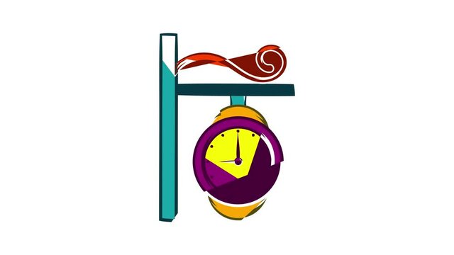Station clock icon animation cartoon best object isolated on white background