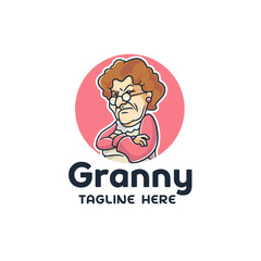 Angry Granny Character Logo