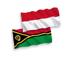 Flags of Indonesia and Republic of Vanuatu on a white background