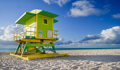 Lifeguardhouse early Morning,.South Beach.Miami Beach, Date County.South Florida,USA