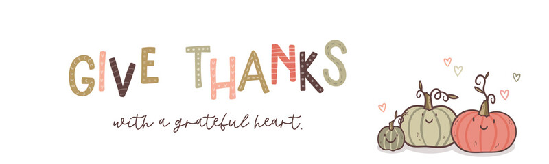 Cute Thanksgiving design with fun letters and decoration, great for invitations, banners, wallpapers, cover images - vector design