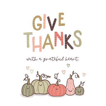 Cute Thanksgiving design with fun letters and decoration, great for invitations, banners, wallpapers, cover images - vector design