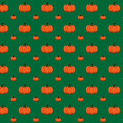 Halloween Concept.pumpkin seamless pattern on green background.design for wrapping, paper, wallpaper, fabric, packaging, texture,print vector illustration.