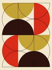 Fototapeta premium Abstract wall art, Circles in three colors, Wall art for printing, Modern art