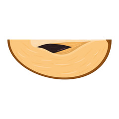 Fresh cut slice sapodilla fruit isolated on white background. Summer fruits for healthy lifestyle. Organic fruit. Cartoon style. Vector illustration for any design.