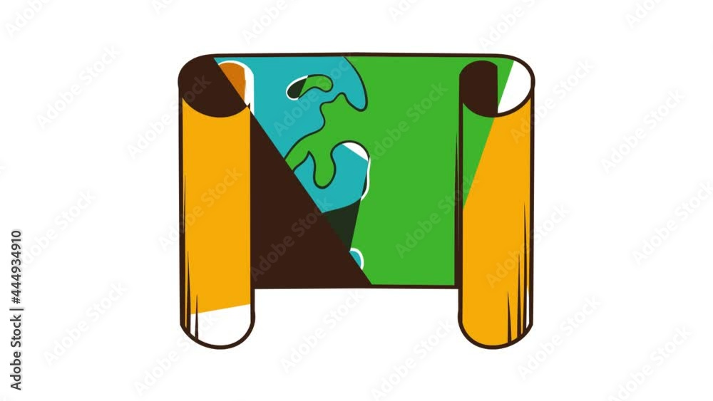 Poster paper scroll map icon animation cartoon best object isolated on white background