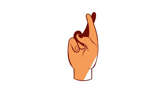 Fingers crossed icon animation cartoon best object isolated on white background