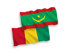 Flags of Islamic Republic of Mauritania and Guinea on a white background