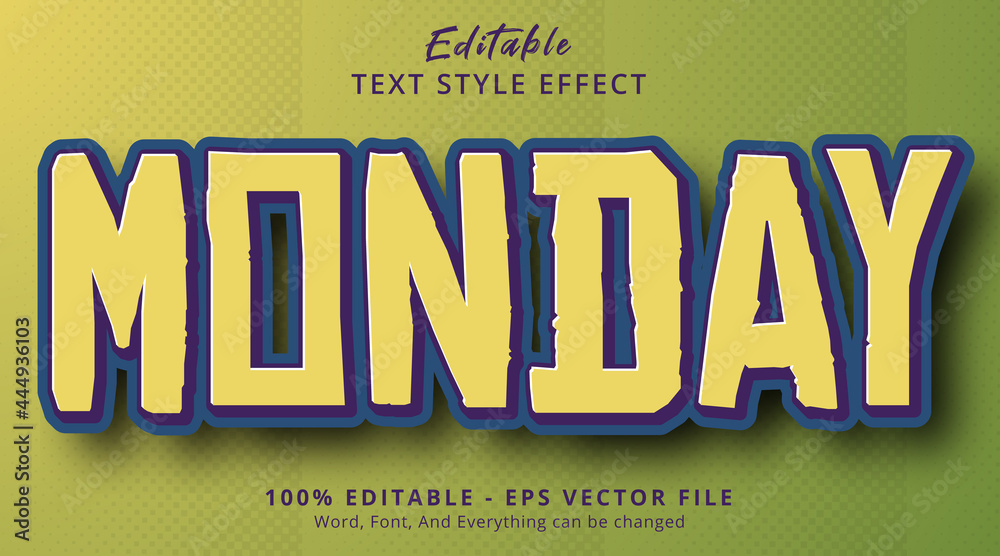 Poster editable text effect, monday text with simple color combination effect