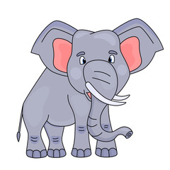 Funny cartoon Elephant. Jungle Animals vector illustration