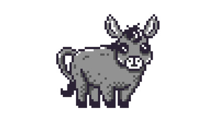 Cute kawaii pixel art donkey illustration