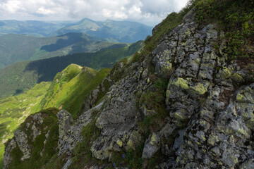 Rocks on top of mount Pip Ivan Marmarosky in Maramures Carpathian Mountains