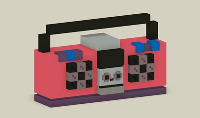 Retro tape recorder. Low poly design