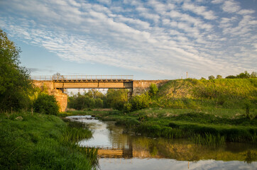 Fototapeta premium Old, abandoned railway bridge in Latvia