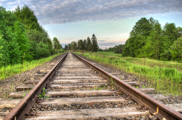 A long section of train track, Latvia.