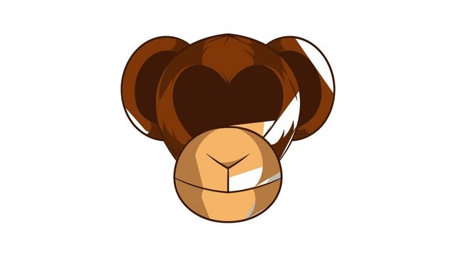 Monkey head icon animation cartoon best object isolated on white background